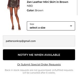 NBD Brown Leather Mini Skirt